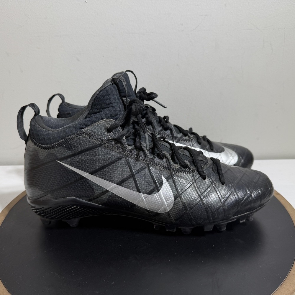 Nike Field General 2 Football Cleats‎ Men 11.5 Mid Top Black Silver Athleisure